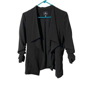Jules & Leopold Size Small Womens Black Open Front Blouse with gathered 3/4 slee